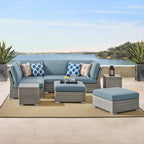 Ensemble de conversation sectionnel de patio en osier et aluminium Corvus 8 pièces