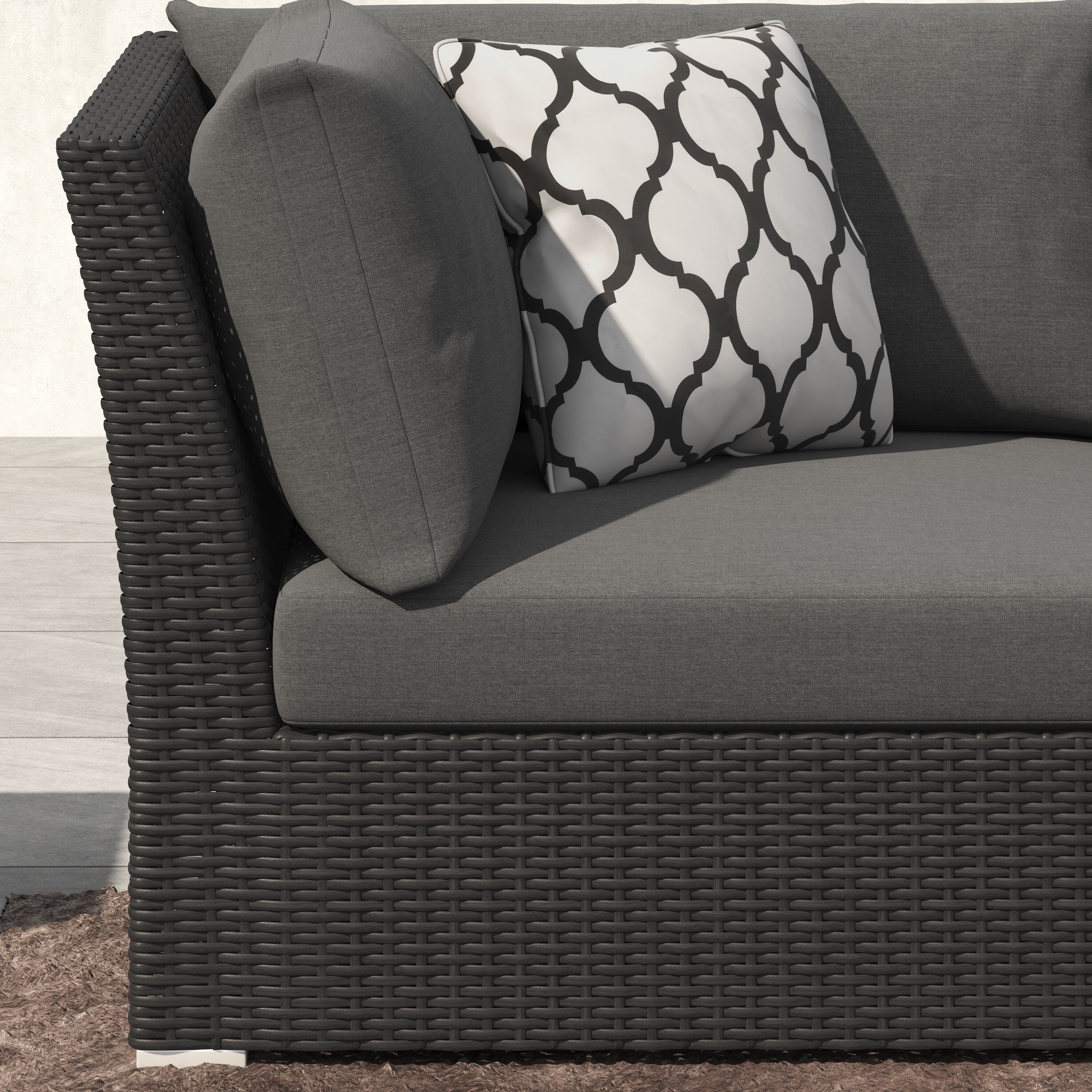 Ensemble de conversation sectionnel de patio en osier et aluminium Corvus 8 pièces