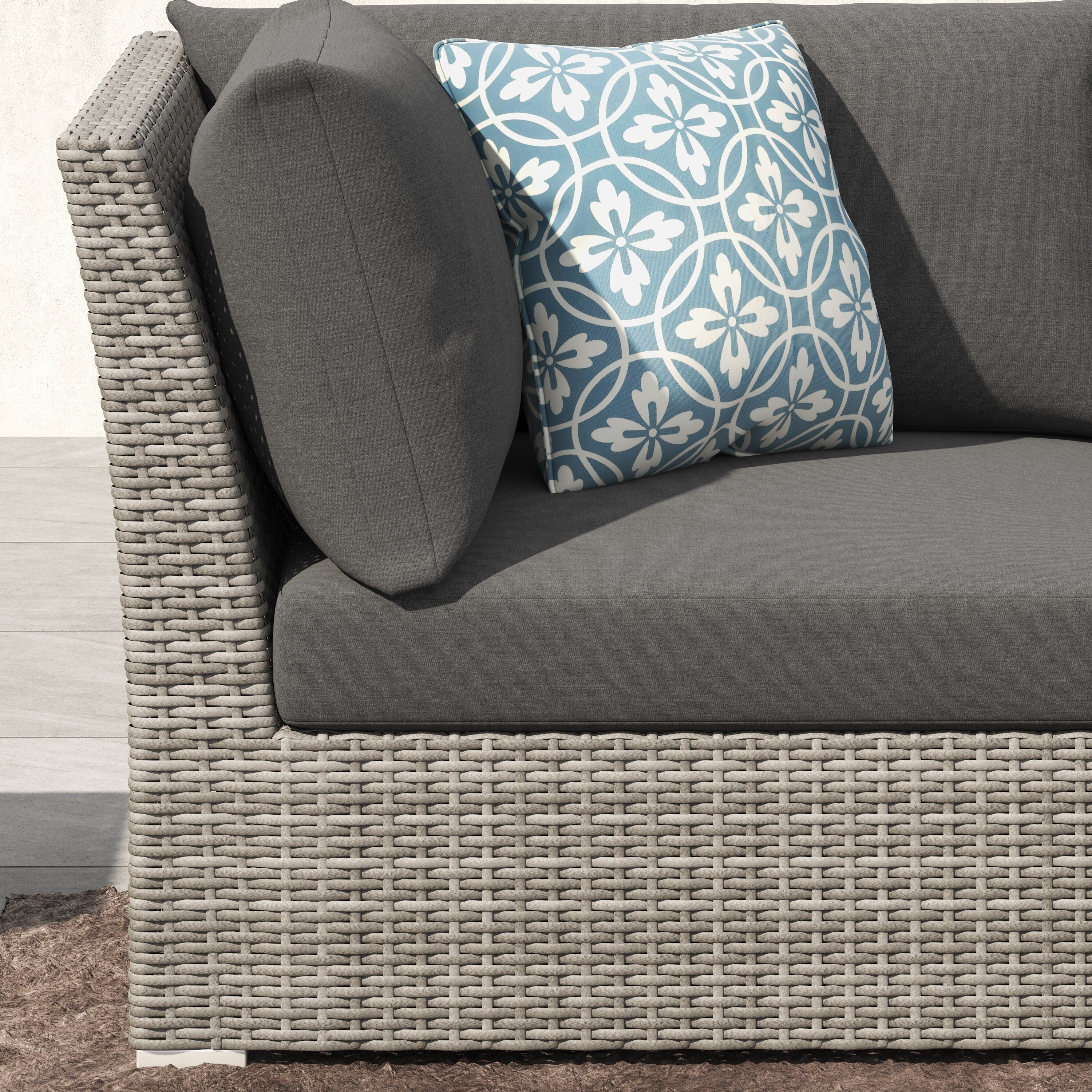 Ensemble de conversation sectionnel de patio en osier et aluminium Corvus 8 pièces