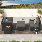 Ensemble de conversation sectionnel de patio en osier et aluminium Corvus 8 pièces