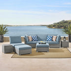 Ensemble de conversation sectionnel de patio en osier et aluminium Corvus 8 pièces