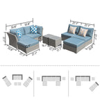 Ensemble de conversation sectionnel de patio en osier et aluminium Corvus 8 pièces
