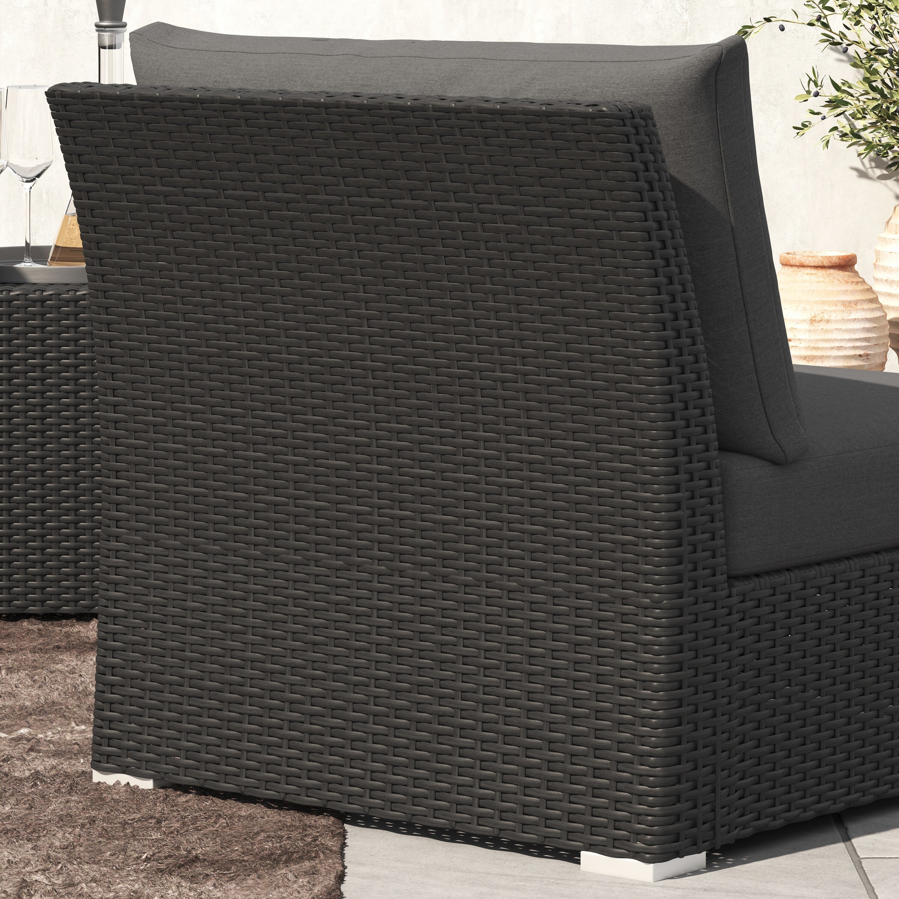 Ensemble de conversation sectionnel de patio en osier et aluminium Corvus 8 pièces