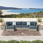 Ensemble de conversation sectionnel de patio en osier et aluminium Corvus 8 pièces