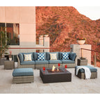 Ensemble de conversation sectionnel de patio en osier et aluminium Corvus 8 pièces