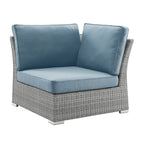 Ensemble de conversation sectionnel de patio en osier et aluminium Corvus 8 pièces