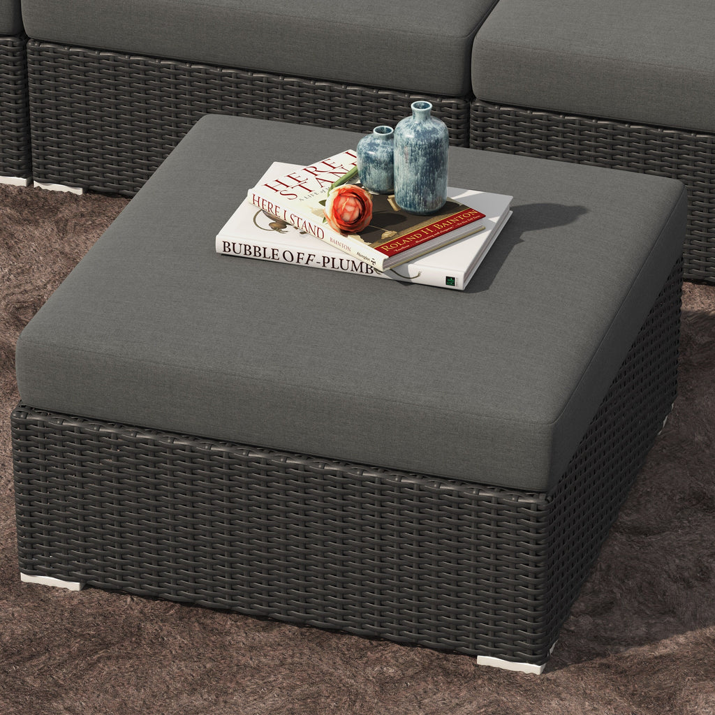 Ensemble de conversation sectionnel de patio en osier et aluminium Corvus 8 pièces