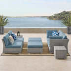 Ensemble de conversation sectionnel de patio en osier et aluminium Corvus 8 pièces