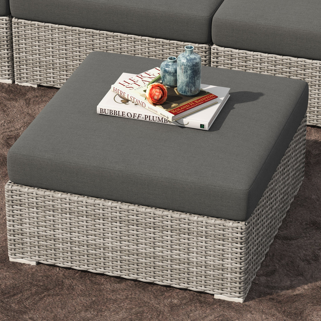 Ensemble de conversation sectionnel de patio en osier et aluminium Corvus 8 pièces