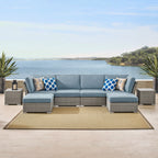 Ensemble de conversation sectionnel de patio en osier et aluminium Corvus 8 pièces