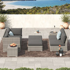 Ensemble de conversation sectionnel de patio en osier et aluminium Corvus 8 pièces