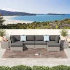 Ensemble de conversation sectionnel de patio en osier et aluminium Corvus 8 pièces