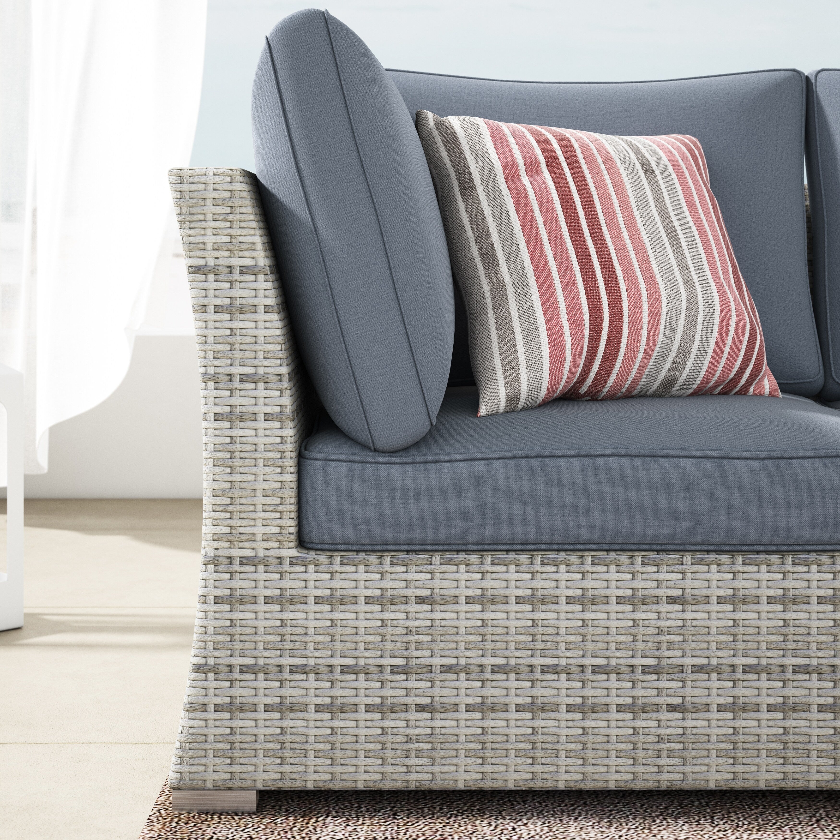 Ensemble de conversation sectionnel de patio en osier et aluminium Corvus 8 pièces