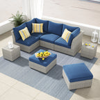 Ensemble de conversation sectionnel de patio en osier et aluminium Corvus 8 pièces