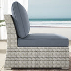 Ensemble de conversation sectionnel de patio en osier et aluminium Corvus 8 pièces