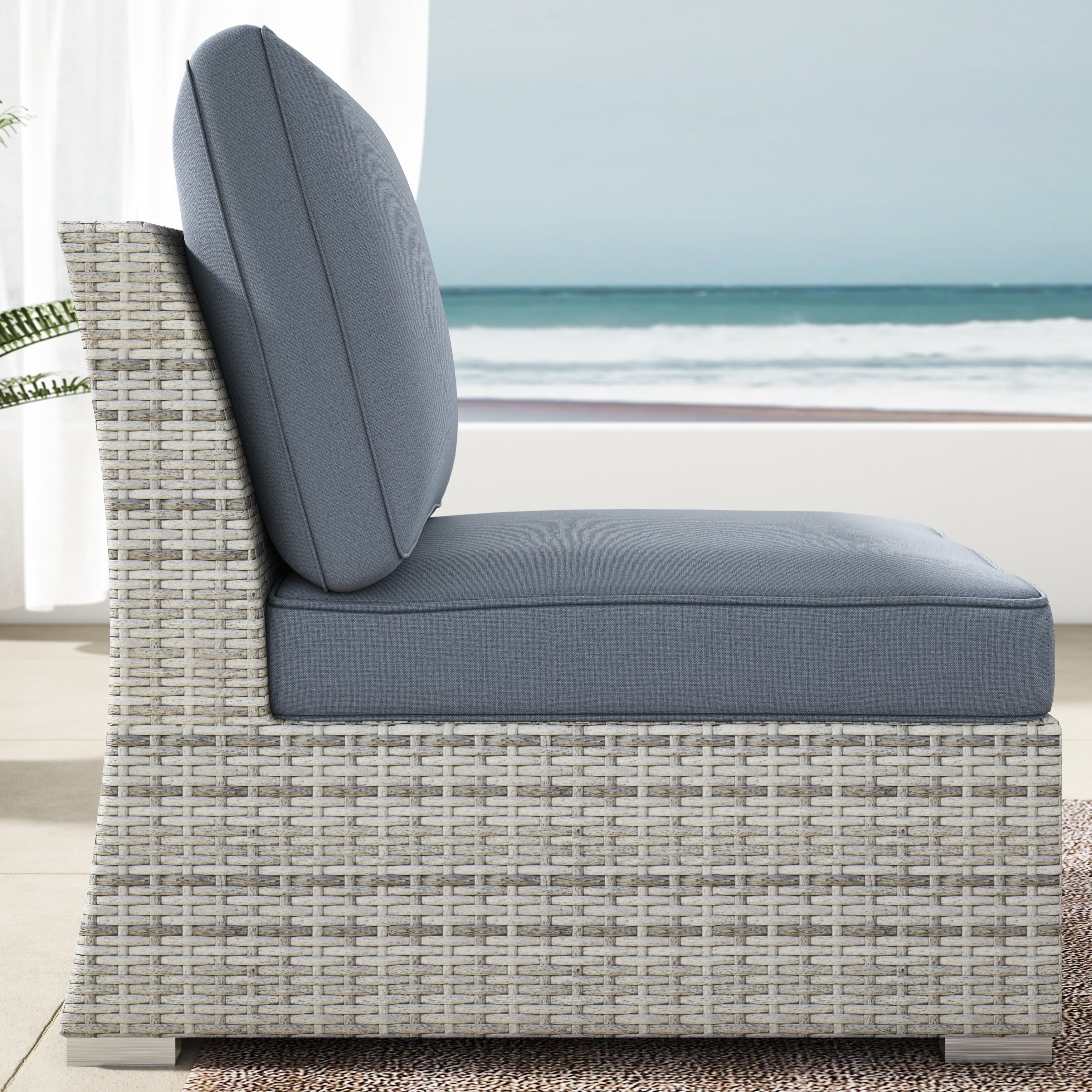 Ensemble de conversation sectionnel de patio en osier et aluminium Corvus 8 pièces