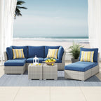 Ensemble de conversation sectionnel de patio en osier et aluminium Corvus 8 pièces