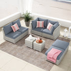 Ensemble de conversation sectionnel de patio en osier et aluminium Corvus 8 pièces