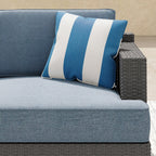 Ensemble de conversation de patio en osier Corvus Ancud 5 pièces avec coussin et oreillers Sunbrella