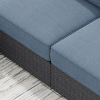 Ensemble de conversation de patio en osier Corvus Ancud 5 pièces avec coussin et oreillers Sunbrella