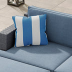 Ensemble de conversation de patio en osier Corvus Ancud 5 pièces avec coussin et oreillers Sunbrella