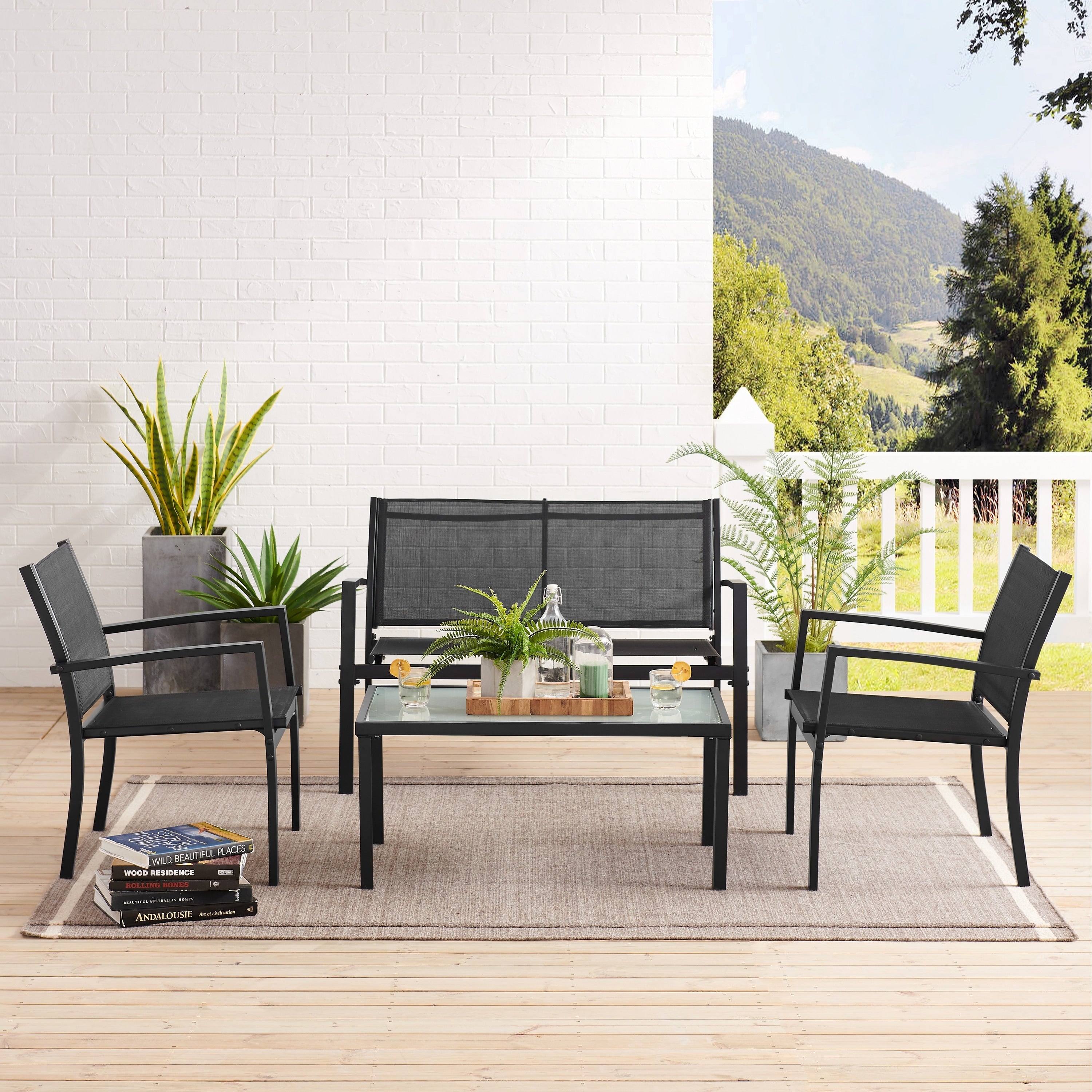 Ensemble de conversation en tissu élingue d'extérieur Corvus Antonio 4 pièces