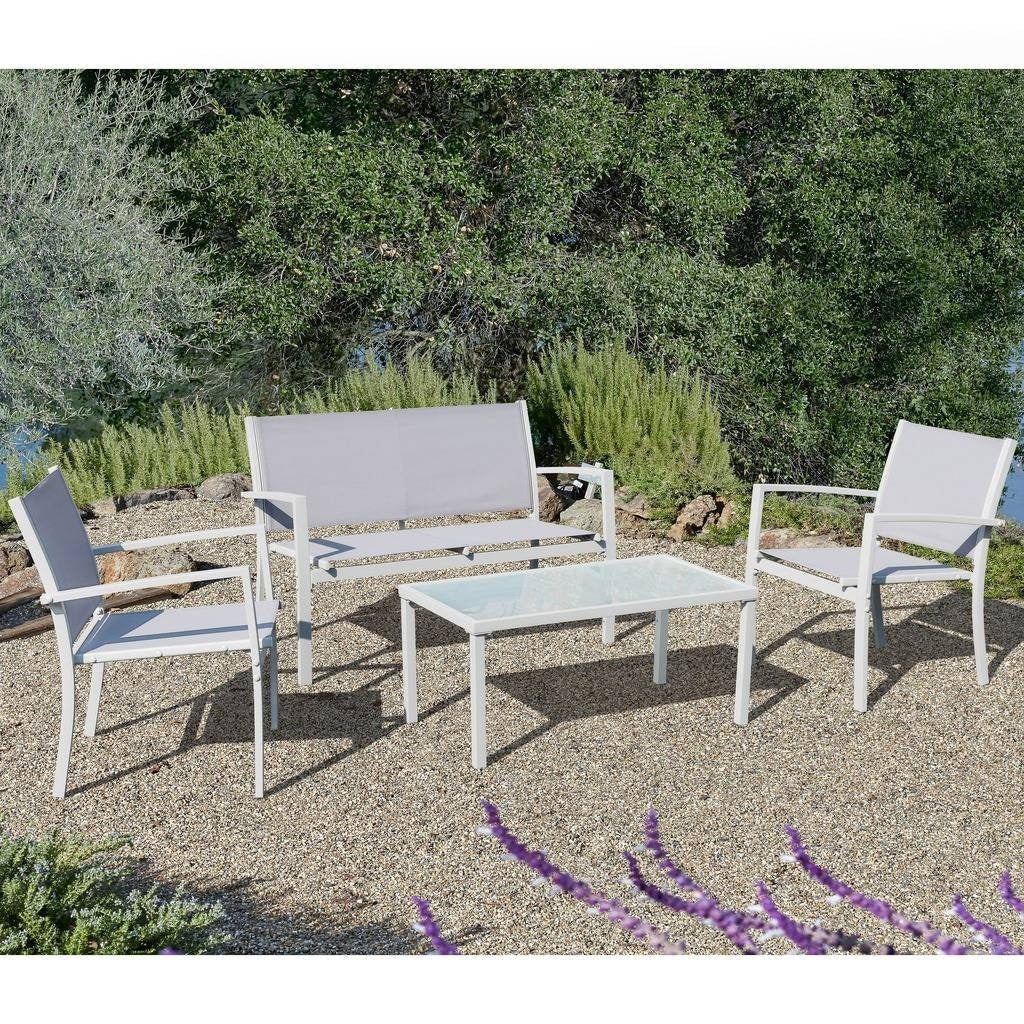 Ensemble de conversation en tissu élingue d'extérieur Corvus Antonio 4 pièces