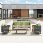 Ensemble de canapés de patio Corvus Iona 4 pièces en bois d'eucalyptus et corde avec tissu Sunbrella