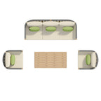 Ensemble de canapés de patio Corvus Iona 4 pièces en bois d'eucalyptus et corde avec tissu Sunbrella