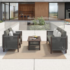 Ensemble de canapés de patio Corvus Iona 4 pièces en bois d'eucalyptus et corde avec tissu Sunbrella