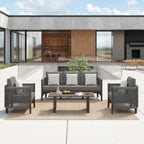 Ensemble de canapés de patio Corvus Iona 4 pièces en bois d'eucalyptus et corde avec tissu Sunbrella