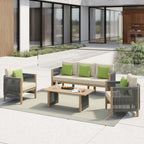 Ensemble de canapés de patio Corvus Iona 4 pièces en bois d'eucalyptus et corde avec tissu Sunbrella