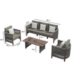 Ensemble de canapés de patio Corvus Iona 4 pièces en bois d'eucalyptus et corde avec tissu Sunbrella