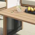 Ensemble de canapés de patio Corvus Iona 4 pièces en bois d'eucalyptus et corde avec tissu Sunbrella