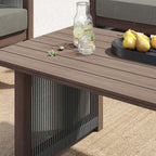 Ensemble de canapés de patio Corvus Iona 4 pièces en bois d'eucalyptus et corde avec tissu Sunbrella