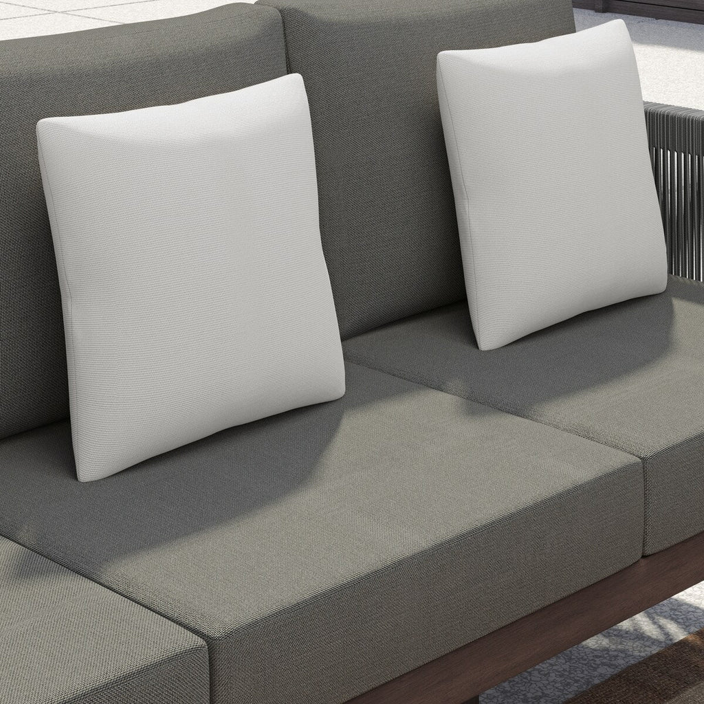 Ensemble de canapés de patio Corvus Iona 4 pièces en bois d'eucalyptus et corde avec tissu Sunbrella