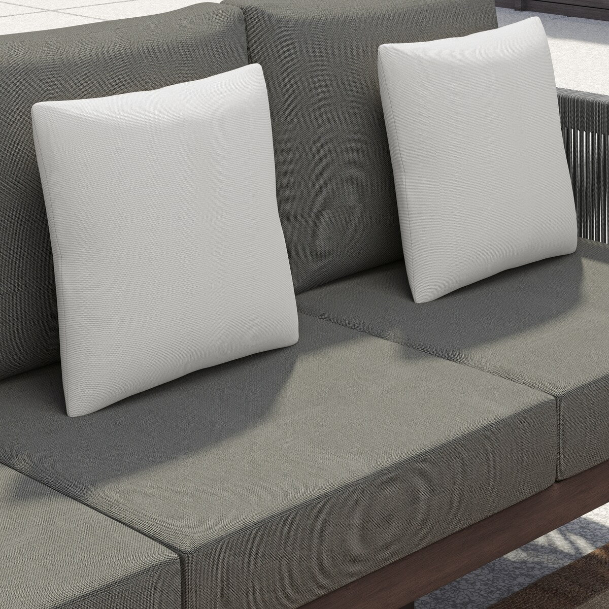 Ensemble de canapés de patio Corvus Iona 4 pièces en bois d'eucalyptus et corde avec tissu Sunbrella