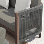 Ensemble de canapés de patio Corvus Iona 4 pièces en bois d'eucalyptus et corde avec tissu Sunbrella