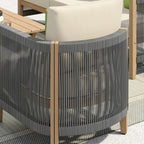 Ensemble de canapés de patio Corvus Iona 4 pièces en bois d'eucalyptus et corde avec tissu Sunbrella