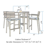 Ensemble de bar d'extérieur Corvus Jasmine 5 pièces avec coussins Sunbrella