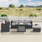 Ensemble de foyer sectionnel de conversation Corvus Kipling en résine tressée, 7 pièces