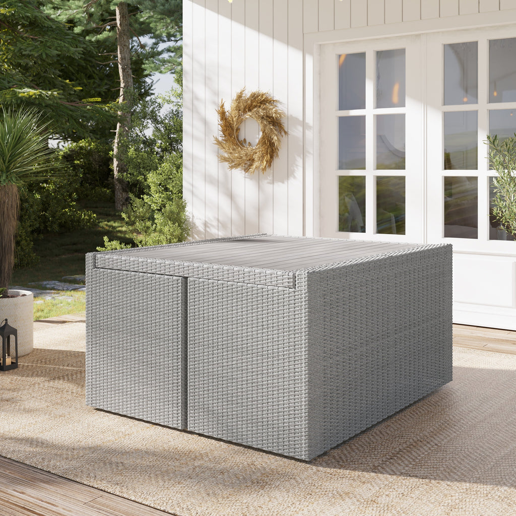 Ensemble de salle à manger d'extérieur Corvus Martinka en aluminium et osier, 7 pièces