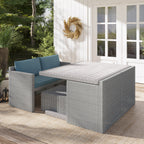 Ensemble de salle à manger d'extérieur Corvus Martinka en aluminium et osier, 7 pièces