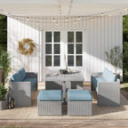 Ensemble de salle à manger d'extérieur Corvus Martinka en aluminium et osier, 7 pièces