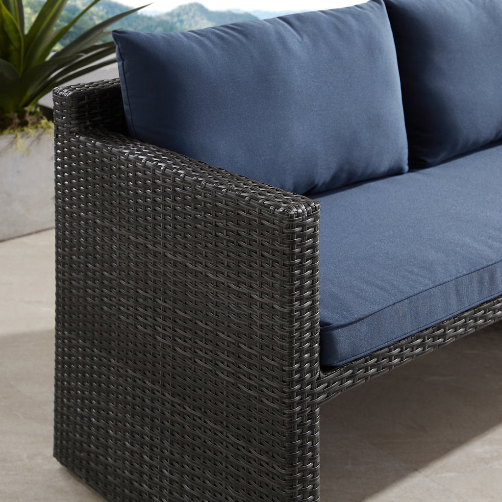 Ensemble de salle à manger d'extérieur Corvus Martinka en aluminium et osier, 7 pièces