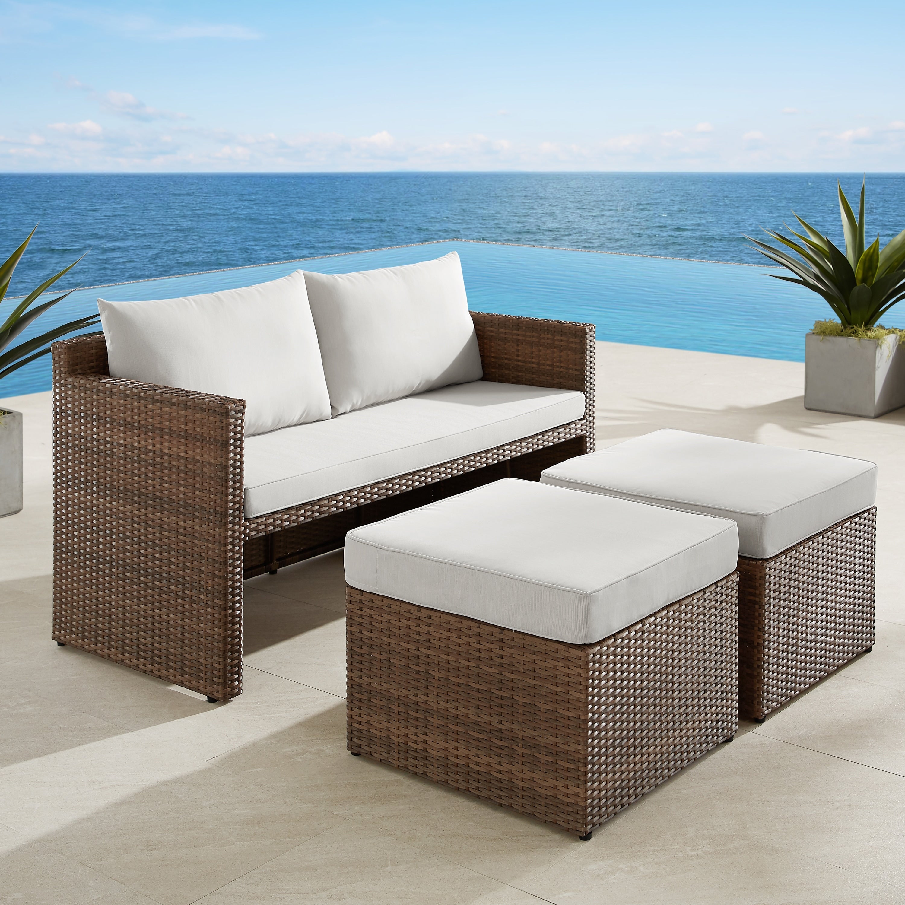 Ensemble de salle à manger d'extérieur Corvus Martinka en aluminium et osier, 7 pièces