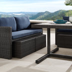 Ensemble de salle à manger d'extérieur Corvus Martinka en aluminium et osier, 7 pièces