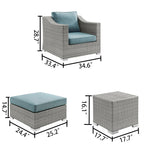 Ensemble de meubles d'extérieur Corvus Martinka en osier gris 5 pièces