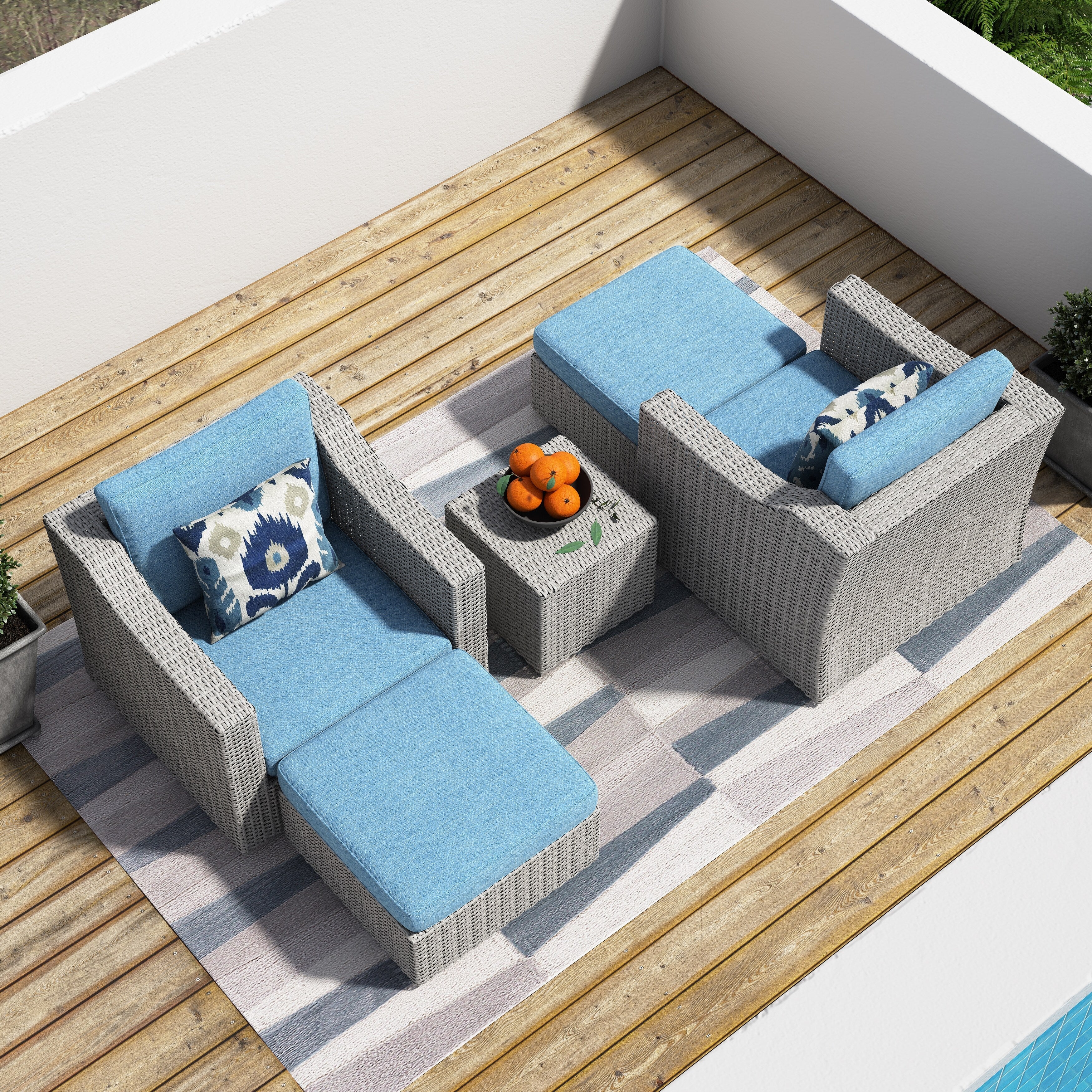 Ensemble de meubles d'extérieur Corvus Martinka en osier gris 5 pièces