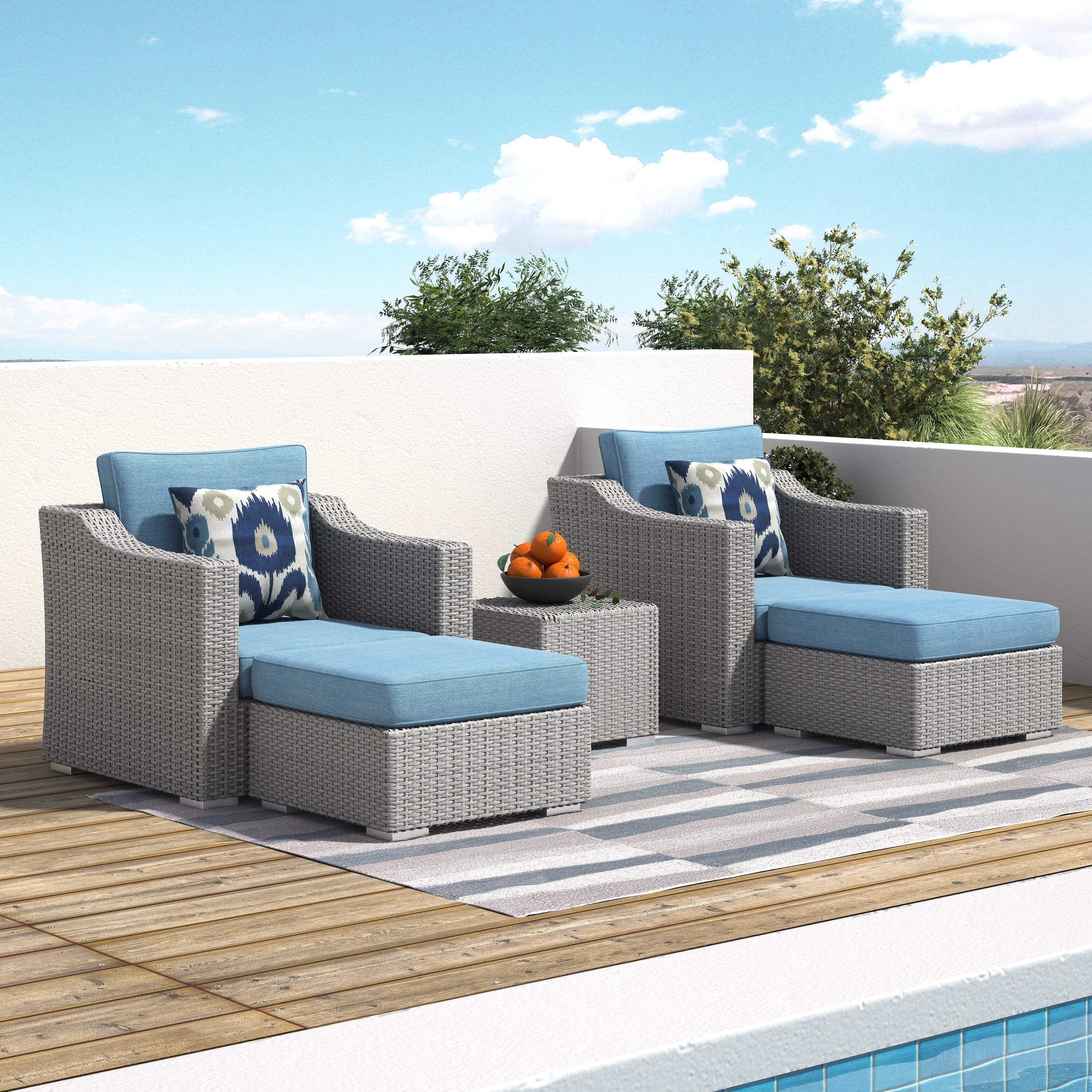 Ensemble de meubles d'extérieur Corvus Martinka en osier gris 5 pièces